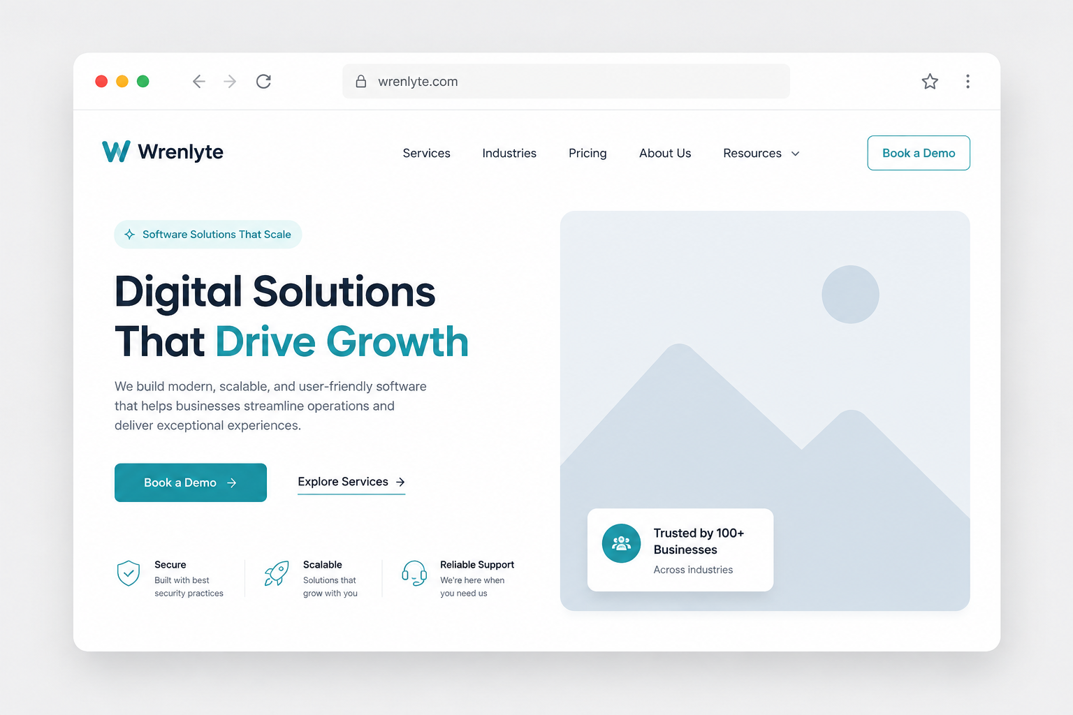 Browser mockup of a custom web application built by Wrenlyte